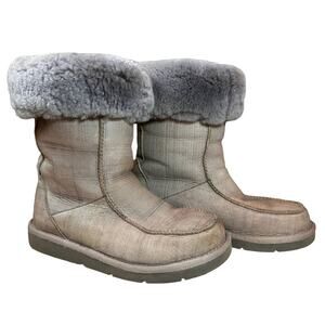 UGG Australia Women's Sz: 6 Grey Expose Fur Roll Down Boots SN5951